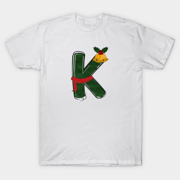 Letter K - Christmas Letter T-Shirt by Pop Cult Store